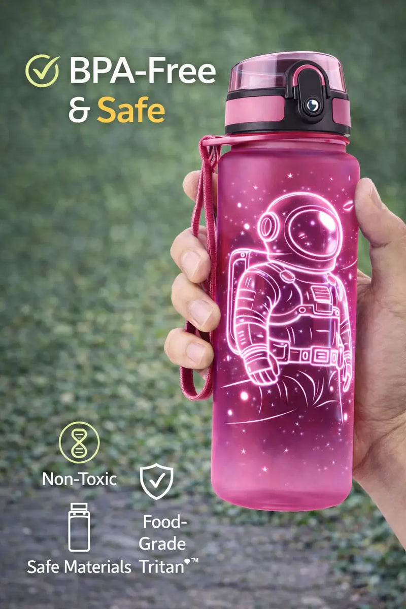 Cosmic Explorer Kids Water Bottle 500ml | BPA-Free Tritan Bottle - Aurora Bloom Crafts
