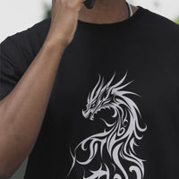 Tribal Dragon T-Shirt - Warrior Tribe Oversized Style for Bold Fashion