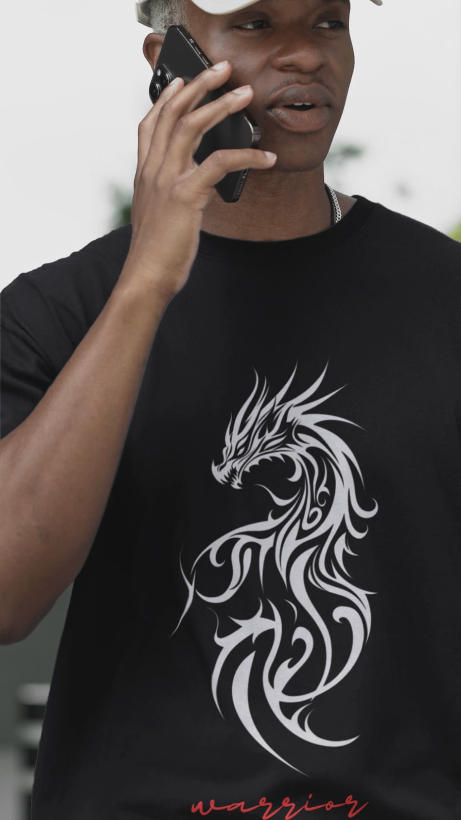 Tribal Dragon T-Shirt - Warrior Tribe Oversized Style for Bold Fashion