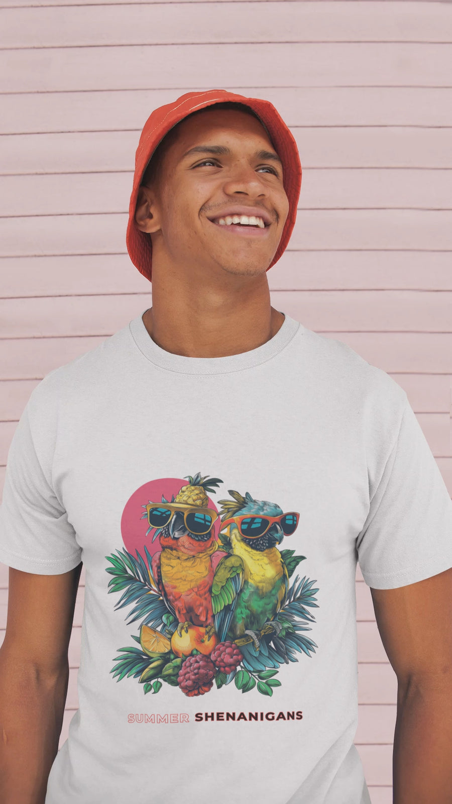 Bold Parrot Print “Summer Shenanigans” Tee – Oversized & Unisex