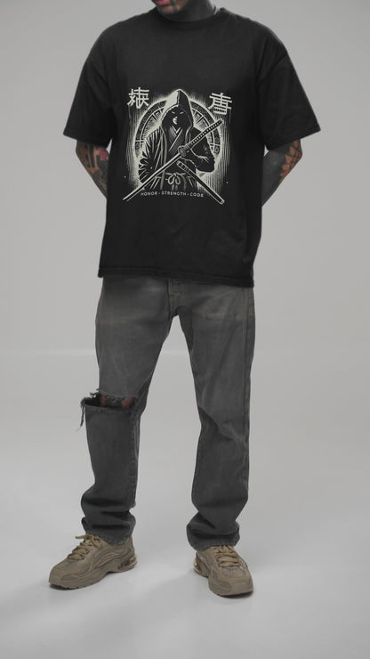 Honor Strength Code Samurai Warrior Oversized T-Shirt - Unisex Graphic Tee