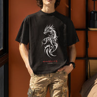 Tribal Dragon T-Shirt - Warrior Tribe Oversized Style for Bold Fashion