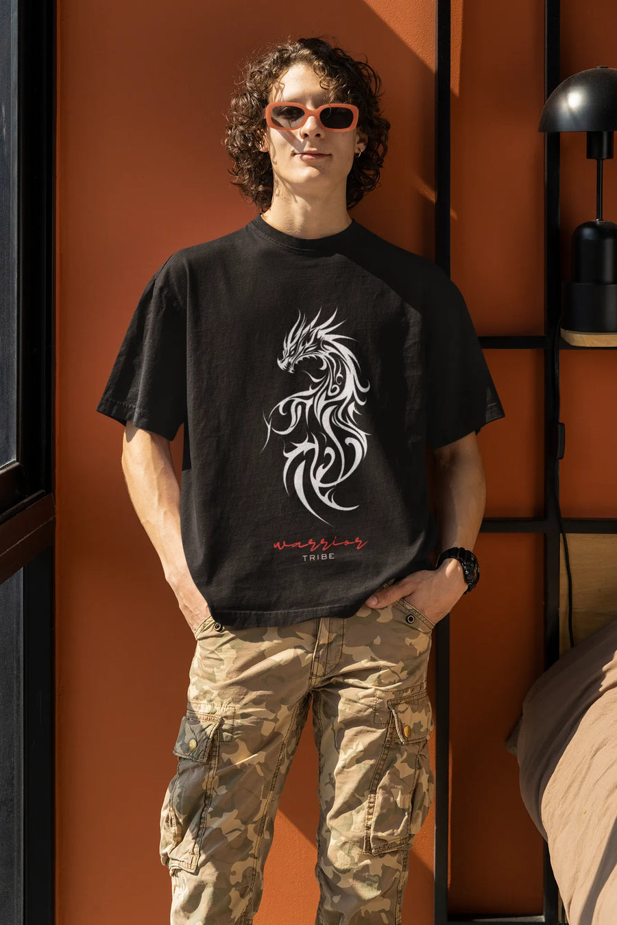 Tribal Dragon T-Shirt - Warrior Tribe Oversized Style for Bold Fashion