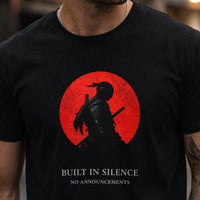 Samurai Silhouette – Red Moon Tee | Aurora Bloom Crafts