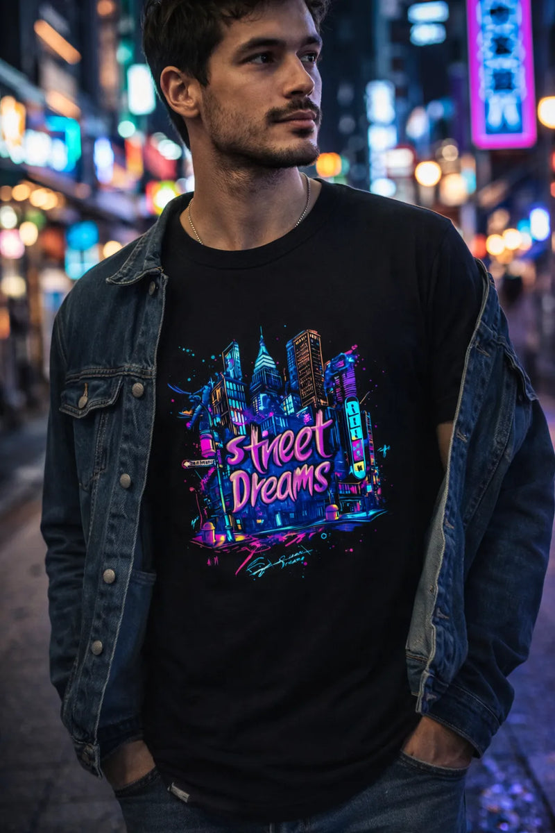 Street Dreams – Neon Skyline Tee | Aurora Bloom Crafts
