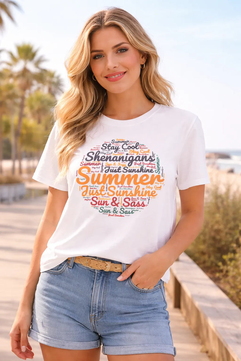 Sunshine & Shenanigans – Summer Tee | Aurora Bloom Crafts