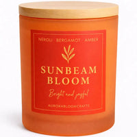 Sunbeam Bloom Luxury Scented Candle | Hand-Poured Soy Wax with Wooden Lid - Aurora Bloom Crafts