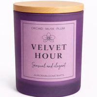 Velvet Hour Luxury Scented Candle | Hand-Poured Soy Wax with Wooden Lid - Aurora Bloom Crafts