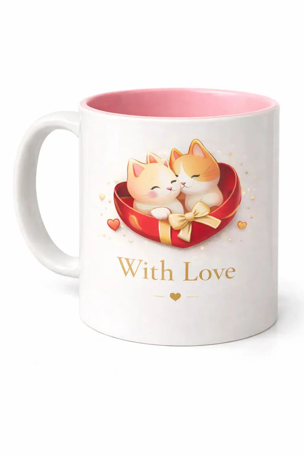 With Love Cat Mug 11oz ceramic coffee mug for cat lovers