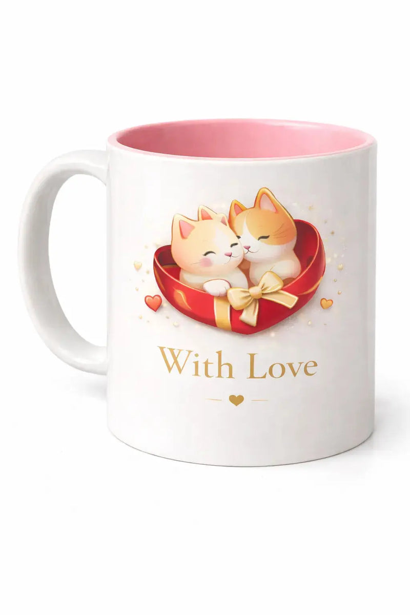 With Love Cat Mug 11oz ceramic coffee mug for cat lovers