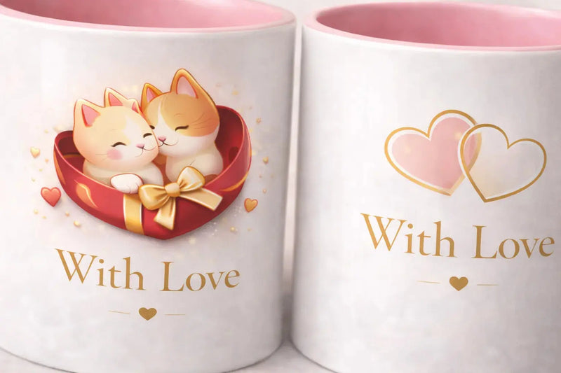 With Love Cat Mug 11oz ceramic coffee mug for cat lovers