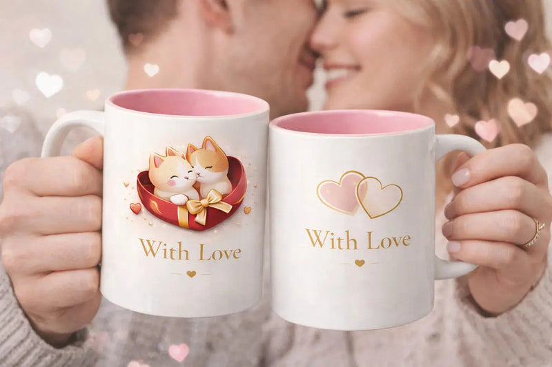 With Love Cat Mug 11oz ceramic coffee mug for cat lovers